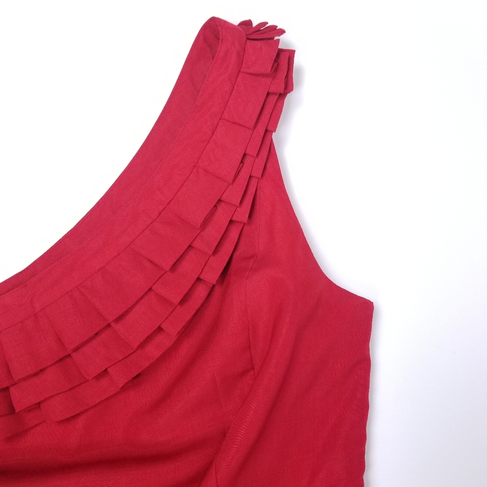 The Limited Red One Shoulder Ruffle Dress 2 - Picture 3 of 11